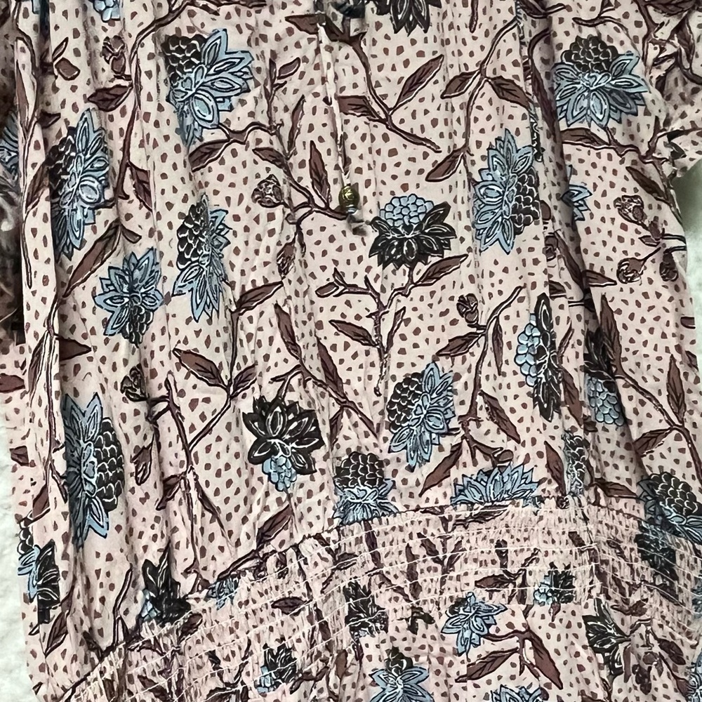 Destination 365 Womens Midi Dress Floral Short Sleeves Pockets Size Medium - Picture 5 of 10